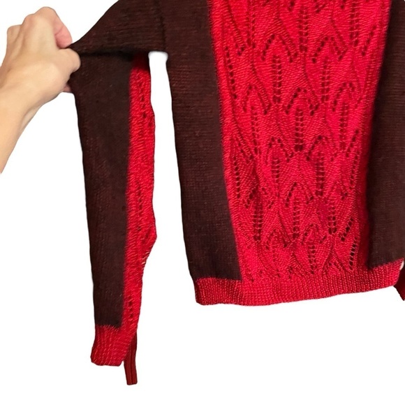 Stunning Red Crochet/Knit Handmade Sweater - Size Medium - Picture 2 of 9